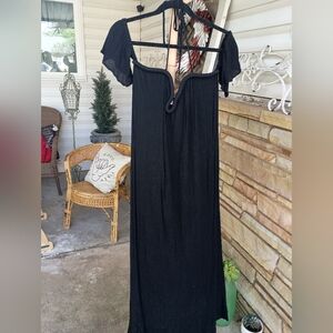 Re:named black gauze maxi dress_ Small